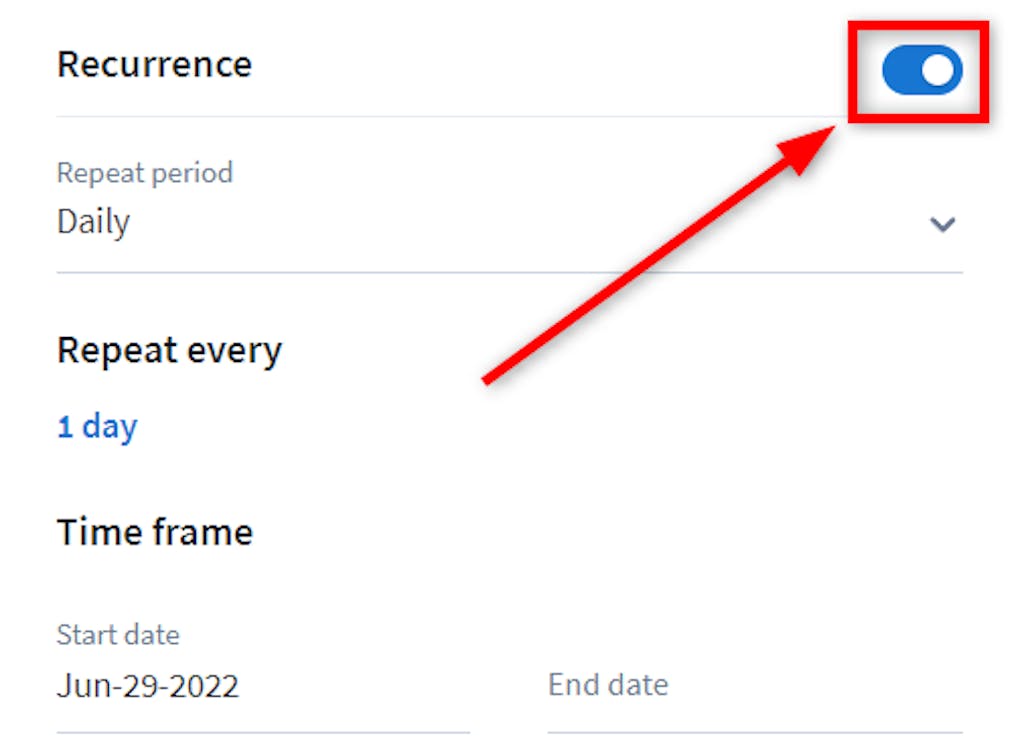 Projetos (Avançado): Configure um agendamento para os trabalhos recorrentes