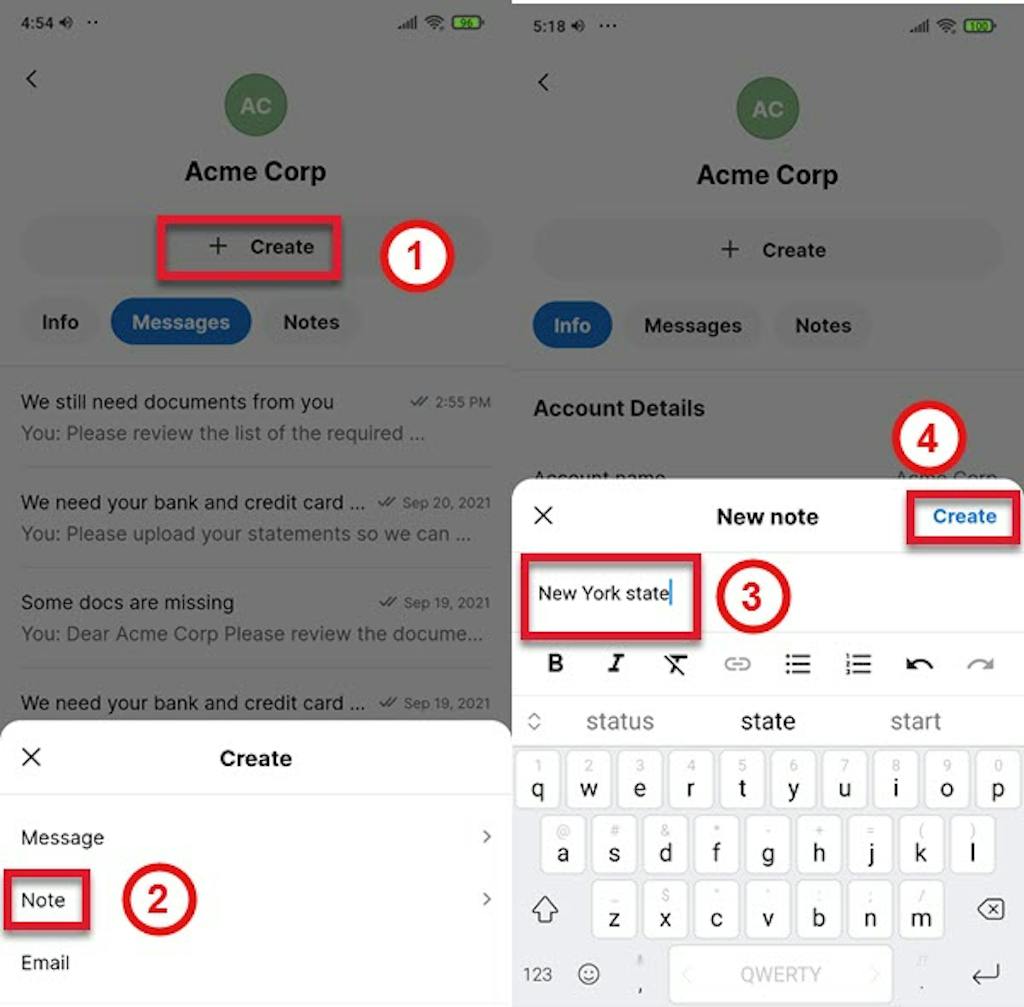 Mobile App: Wie man Kontonotizen anzeigt und erstellt Speichern