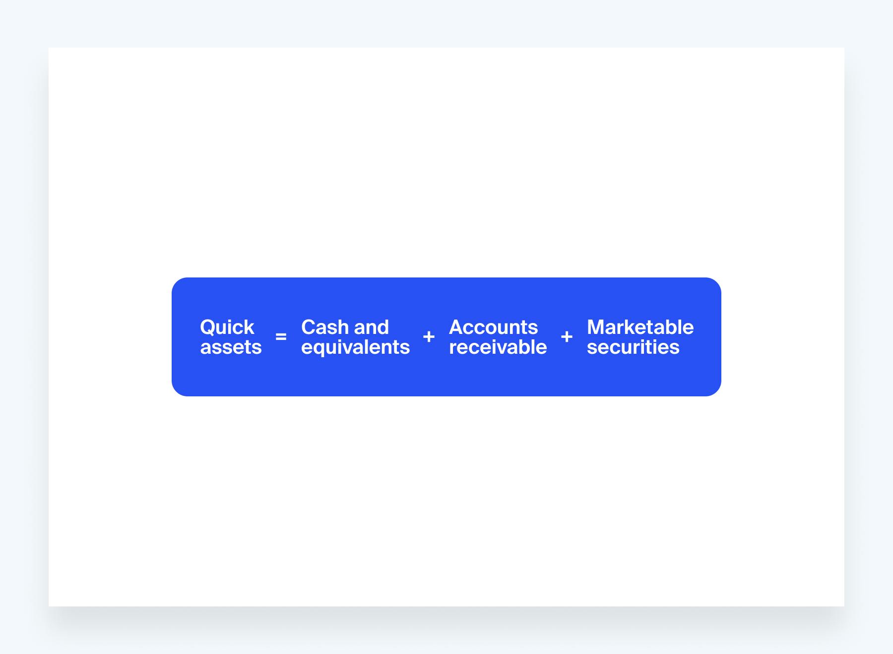 Formula to calculate quick assets